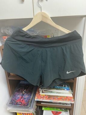 Nike Women's Black Athletic Running Shorts with White Swoosh